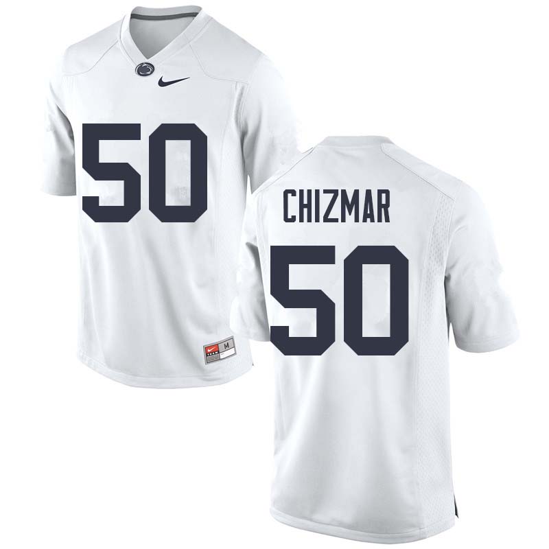Men #50 Max Chizmar Penn State Nittany Lions College Football Jerseys Sale-White - Click Image to Close